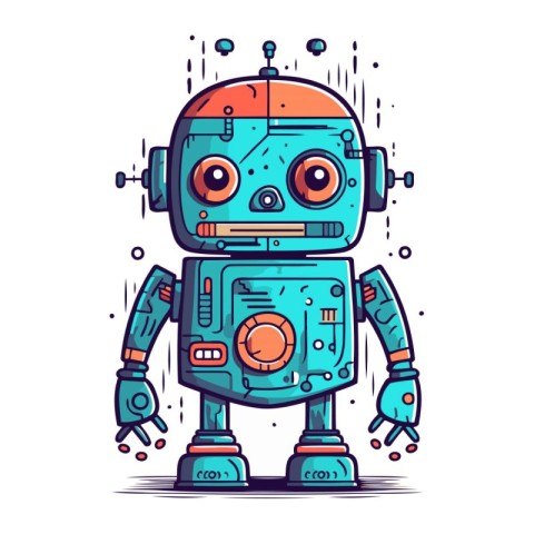 Cute robot isolated on white background. Vector illustration in