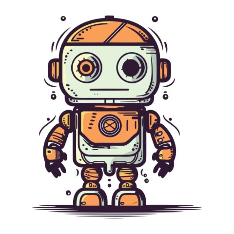 Cute robot. Vector illustration. Isolated on white background.