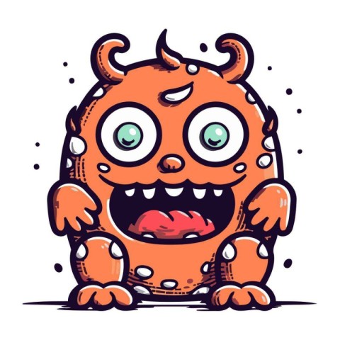 Funny cartoon monster. Vector illustration isolated on a white b