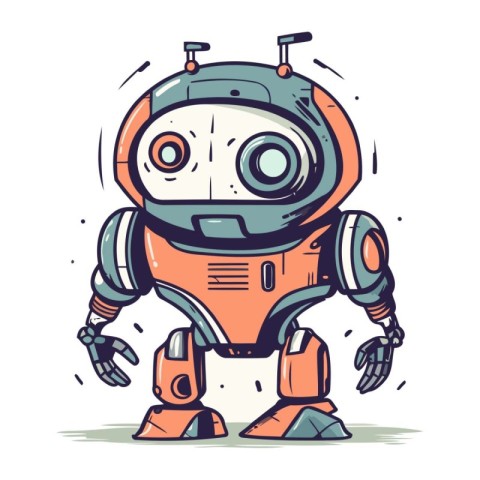 Cartoon robot vector illustration. Cute little robot. Vector ill