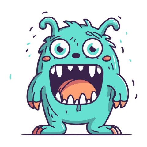 Funny cartoon monster. Vector illustration of a monster with emo