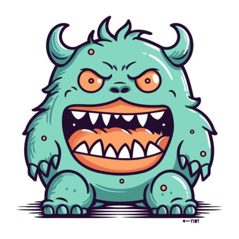 Funny cartoon monster. Vector illustration isolated on a white b