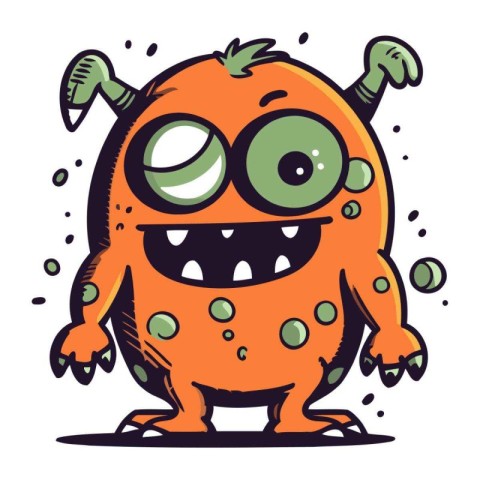 Funny cartoon monster. Vector illustration isolated on white bac