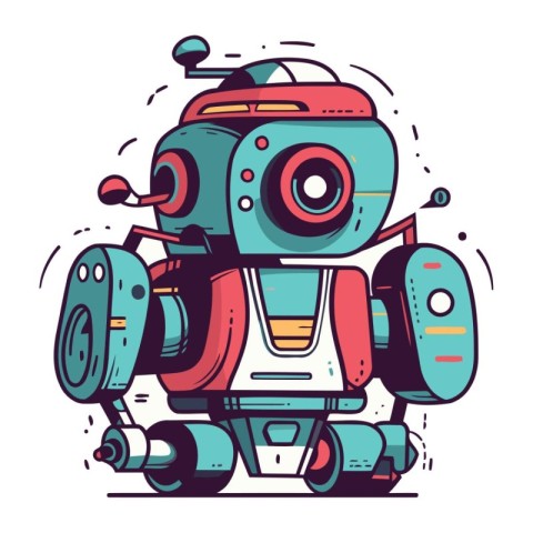 Cartoon robot. Vector illustration of a robot. Cartoon robot.