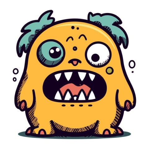 Funny cartoon monster. Vector illustration of a monster. Cartoon