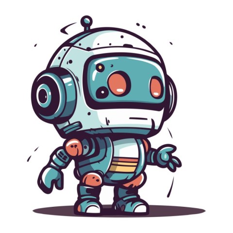 Vector illustration of a cute cartoon robot. Isolated on white b