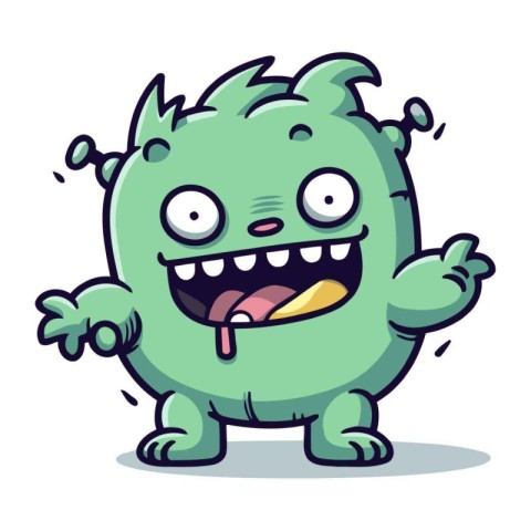 Funny Monster Cartoon Mascot Character Illustration Isolated on