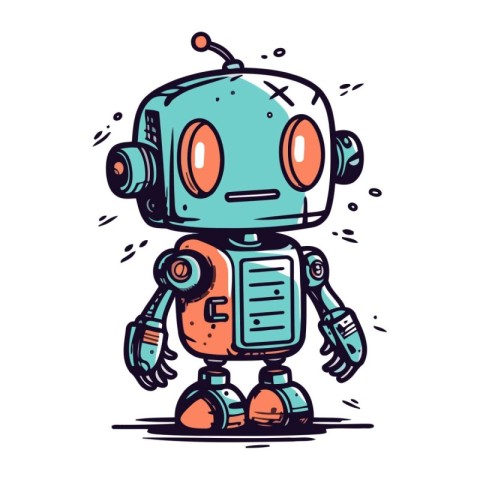 Robot doodle. Vector illustration of a cute robot.