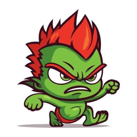 Angry Monster Cartoon Mascot Character. Vector Illustration.