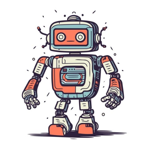 Cute robot. Vector illustration of a funny robot. Cartoon robot.