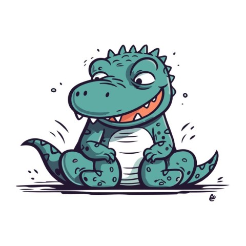 Cute cartoon crocodile. Vector illustration. Isolated on white b