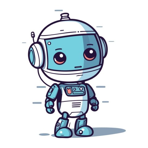 Cute robot cartoon character. Vector illustration of a cute robo