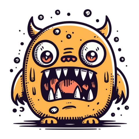 Angry cartoon monster. Vector illustration isolated on a white b