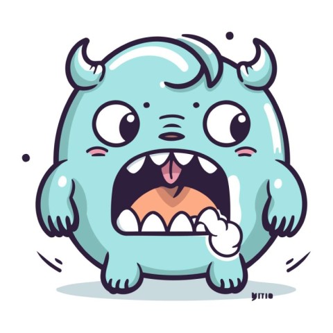 Angry Monster Face Cartoon Mascot Character Vector Illustration.