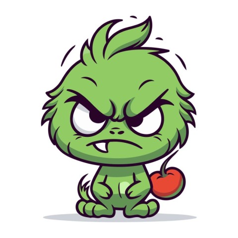 Angry Green Monster Cartoon Mascot Character Vector Illustration