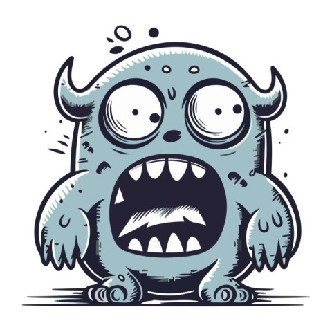 Angry cartoon monster. Vector illustration isolated on a white b