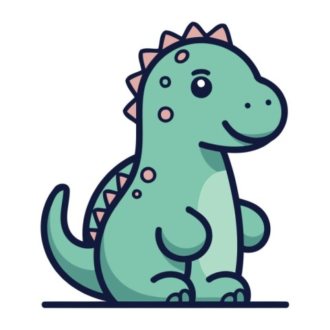 Cute cartoon dinosaur. Vector illustration. Isolated on white ba