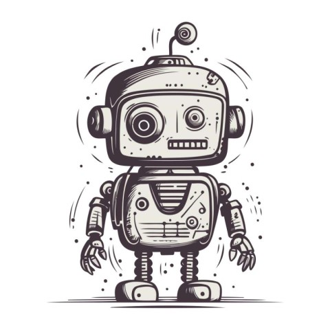 Robot vector illustration. Cute cartoon robot. Vector illustrati