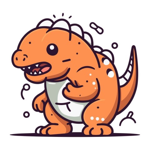 Cute cartoon dinosaur. Vector illustration of a funny little din