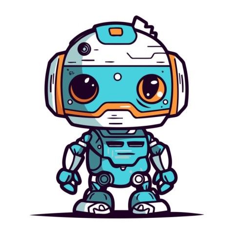 Cute robot cartoon vector illustration. Cute little robot charac