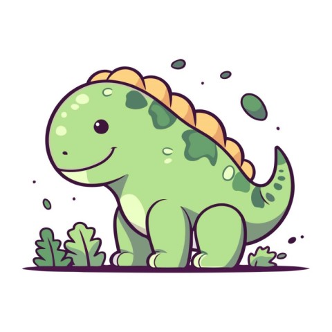 Cute cartoon dinosaur. Vector illustration isolated on a white b