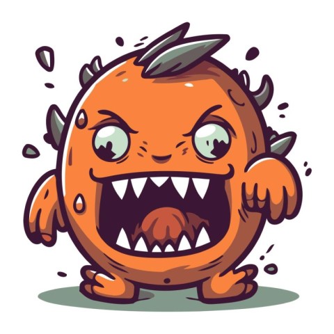 Angry orange cartoon character. Vector illustration isolated on