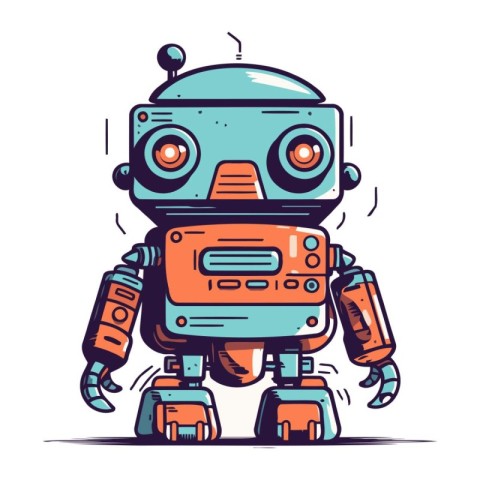 Cartoon funny robot. Vector illustration of a funny robot with a