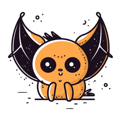 Cute cartoon monster with wings. Vector illustration in doodle s