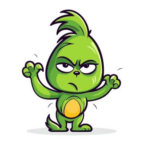 Angry green monster. Cute cartoon character. Vector illustration