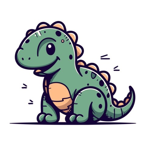 Cute cartoon dinosaur. Vector illustration isolated on a white b