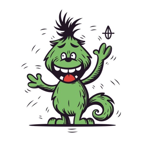 Funny cartoon monster. Vector illustration isolated on a white b