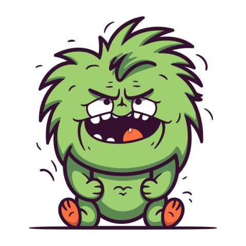 Angry cartoon monster. Vector illustration. Isolated on white ba