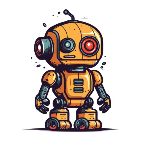 Cartoon robot. Vector illustration of a retro robot isolated on