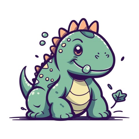 Cute dinosaur cartoon vector illustration. Cute baby stegosaurus