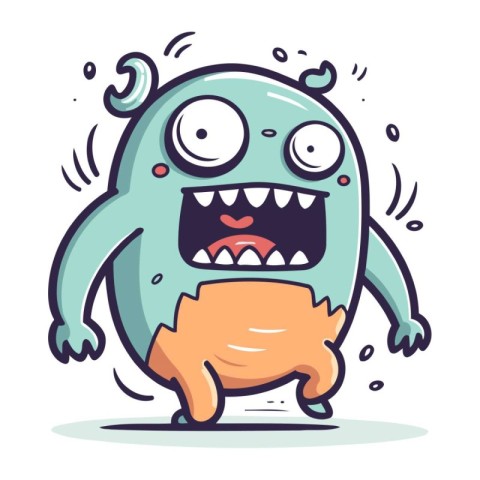 Funny cartoon monster. Vector illustration. Cute monster charact