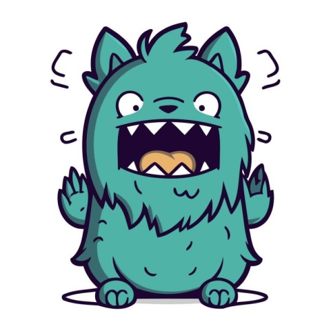 Angry cartoon monster. Vector illustration. Isolated on white ba