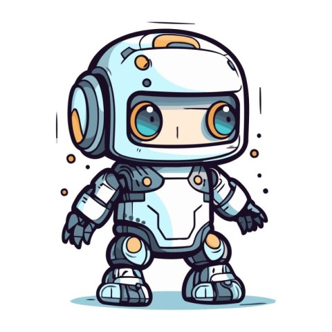 Cute cartoon robot. Vector illustration of a cute robot characte