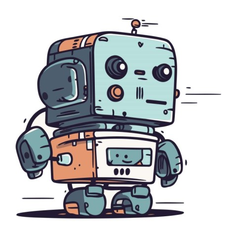 Cartoon robot. Vector illustration of a cute robot. Cartoon robo