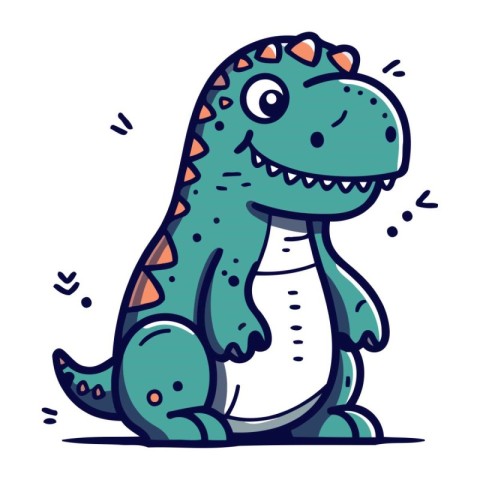 Cute cartoon dinosaur. Vector illustration isolated on a white b