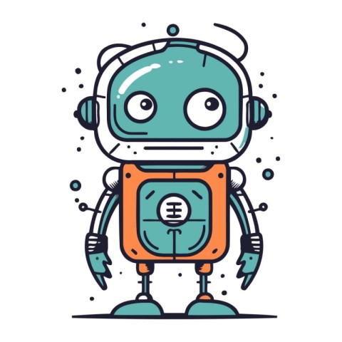 Cute robot character. Vector illustration. Cute cartoon robot.