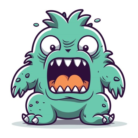 Funny cartoon monster. Vector illustration isolated on a white b