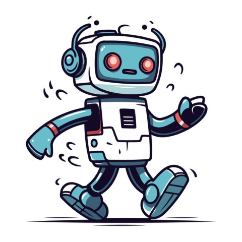 Cartoon robot character. Vector illustration of a funny robot ch