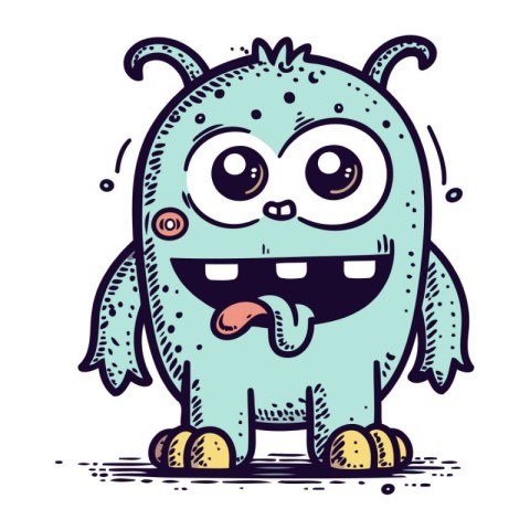 Cute cartoon monster. Vector illustration. Isolated on white bac