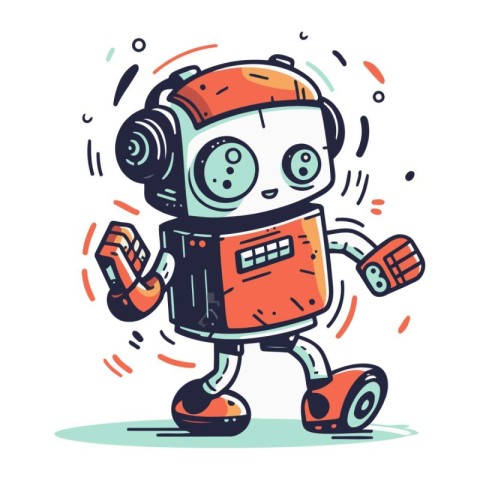 Cartoon robot. Vector illustration. Cute robot. Robot icon.