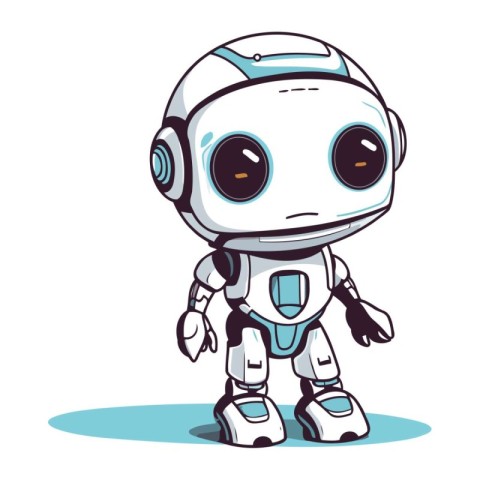 Cute little robot cartoon. Vector illustration of a cute little