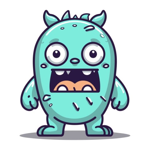 Funny monster character cartoon style vector illustration. Cute