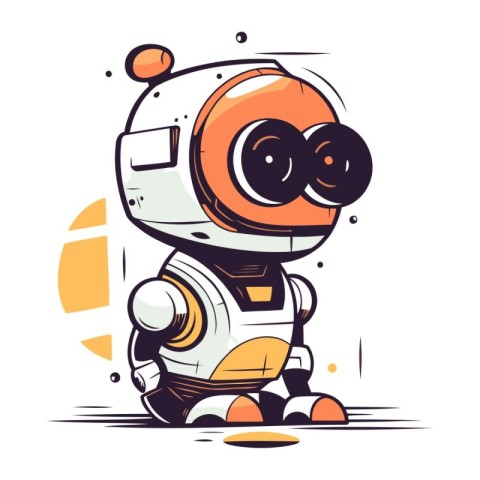 Cute cartoon robot. Vector illustration isolated on a white back