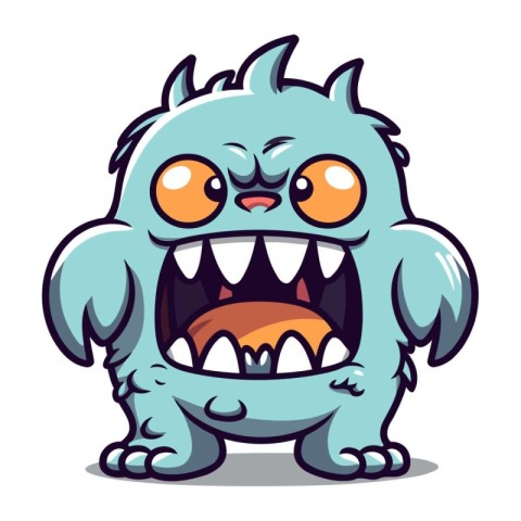 Angry cartoon monster isolated on a white background. Vector ill