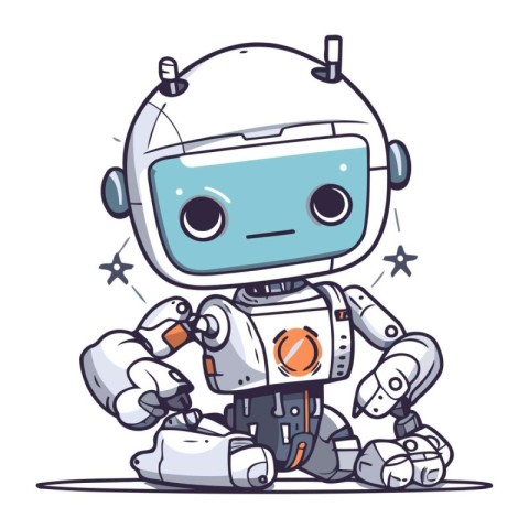 Cute robot. Vector illustration of a cute robot. Cartoon style.