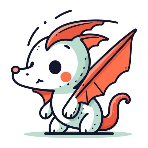 Cute cartoon dragon character. Vector illustration in a flat sty